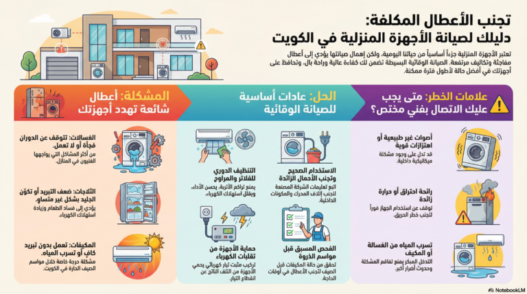 دليل شامل لتقليل أعطال الأجهزة المنزلية في الكويت: نصائح عملية من فنيي KuwaitFix